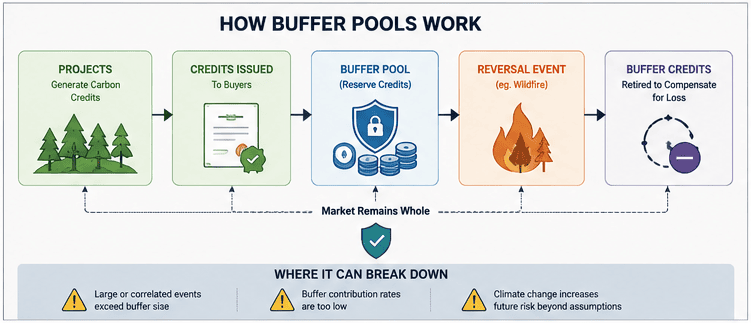 Carbon credit buffer pool mechanism