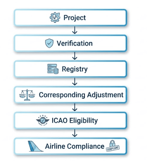 CORSIA eligible credit compliance flow