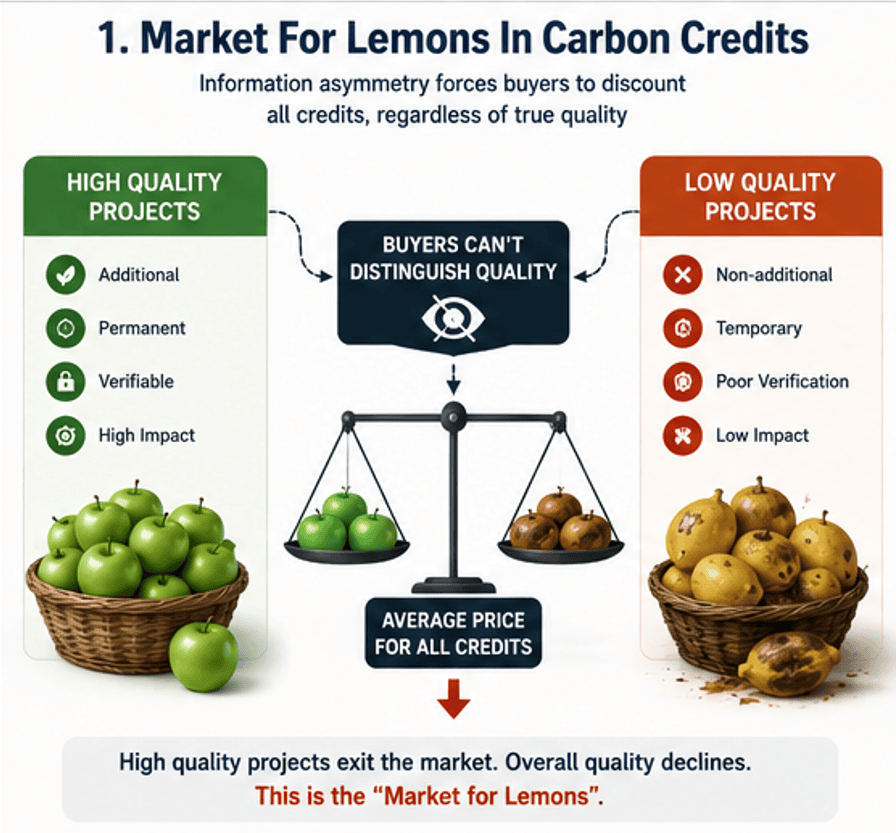 Market for lemons theory applied to carbon credits