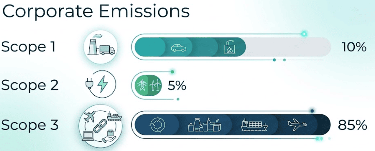 Scope 3 emissions dominate corporate footprints